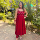 LD- 001 Cheery Red Anarkali Set