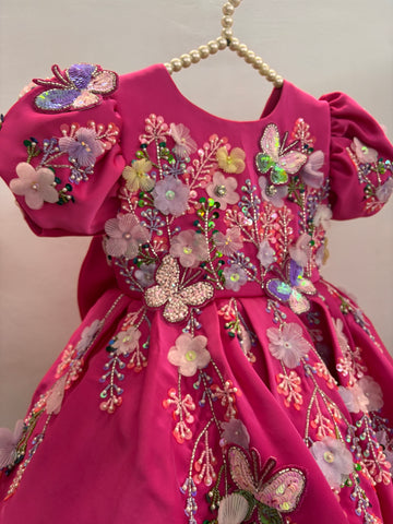 Deep Pink Handmade Baby Dress