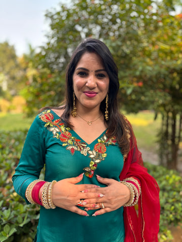 LD-005 Red And Green Handmade Suit Set