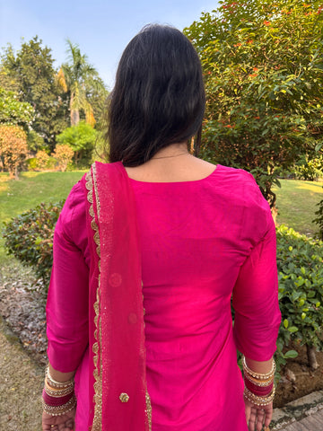 Pink Mirror Handwork Suit Set