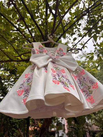 White Handmade 3D Butterfly Dress