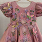 Dusty Rose Butterfly Garden Frock for Baby Girls — 3D Flowers, Sequin Butterflies & Puff Sleeves