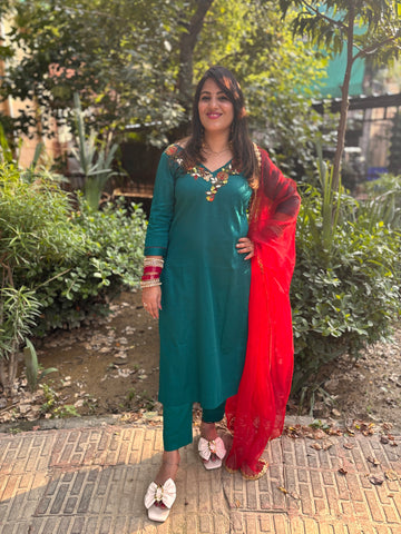 LD-005 Red And Green Handmade Suit Set