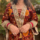 LD- 007 Printed Mirror work Kaftan Set with Potli