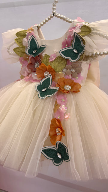 Beige Handmade 3D Dress