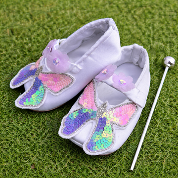 White Colour Handwork cloth shoes