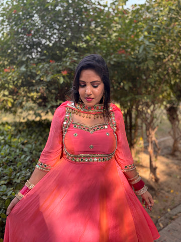 LD-009 Pink Handmade Anarkali Set