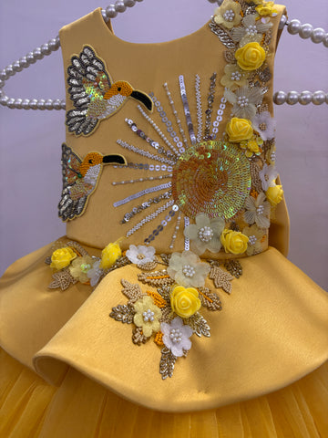Mustard Yellow Handmade Baby Dress
