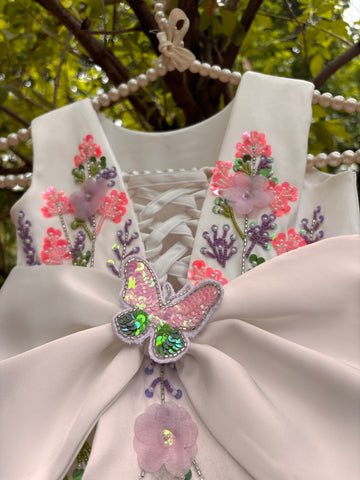 White Handmade 3D Butterfly Dress