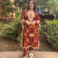 LD- 007 Printed Mirror work Kaftan Set with Potli