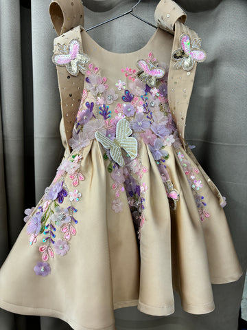 Coffee colour baby dress for birthday Girl