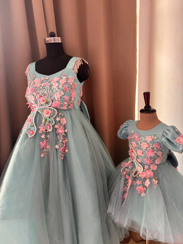Blue Mother Daughter Dress