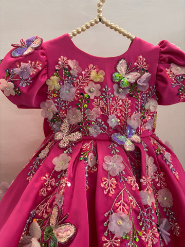 Deep Pink Handmade Baby Dress