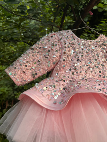 Pink Handmade Peplum Dress