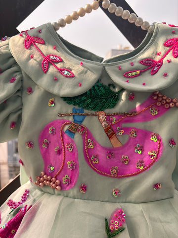 Green Handpainted Baby Dress