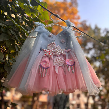 Dual Tone Handmade Mother Daughter Dress Set