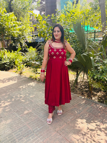 Cheery Red Anarkali