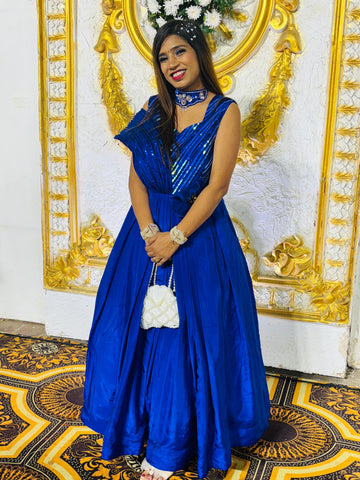 Blue smart party wear dress