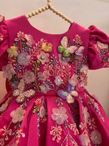 Deep Pink Handmade Baby Dress