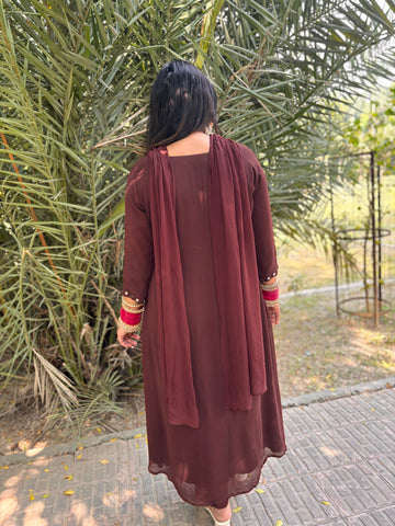 LD-010 Real Mirror work Brown Suit Set