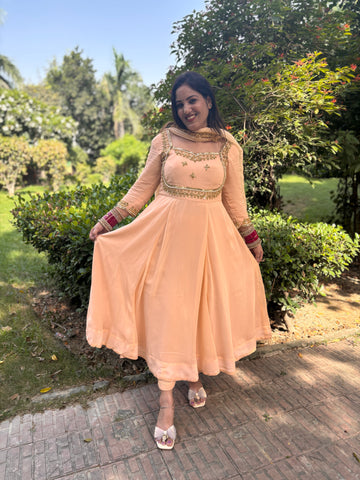 LD- 013 Peach Handmade Anarkali Set