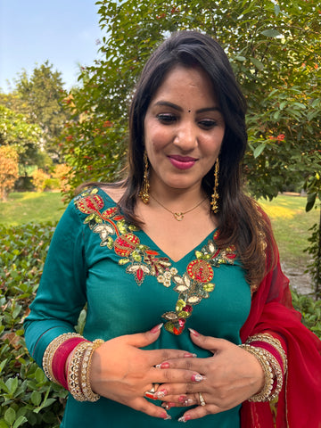 LD-005 Red And Green Handmade Suit Set