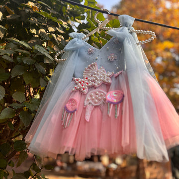 Dual Tone Handmade Mother Daughter Dress Set