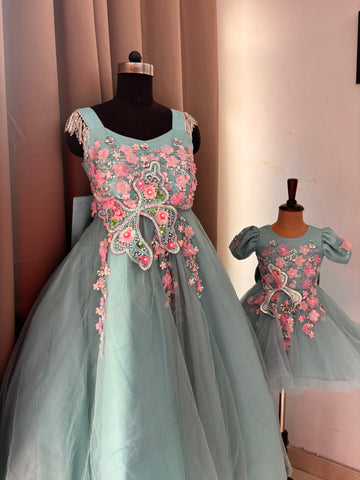 Blue Mother Daughter Dress