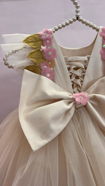 Beige Handmade 3D Dress