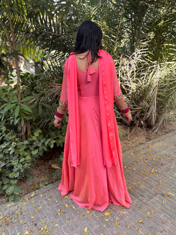 LD-009 Pink Handmade Anarkali Set