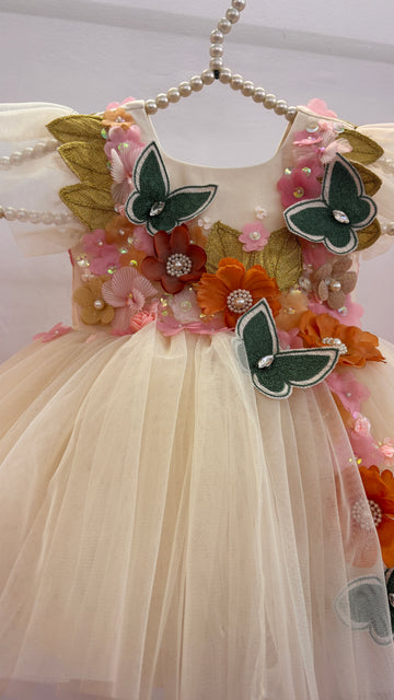 Beige Handmade 3D Dress