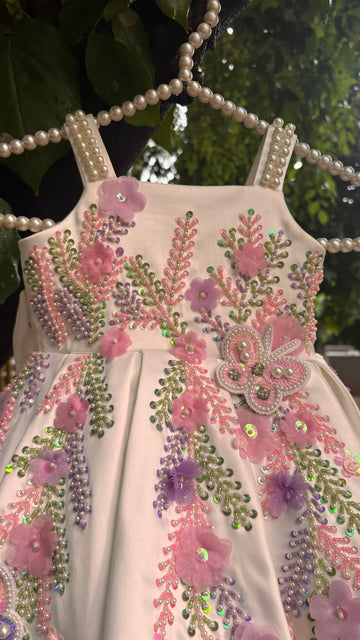 White colour beautiful dress of authentic handwork