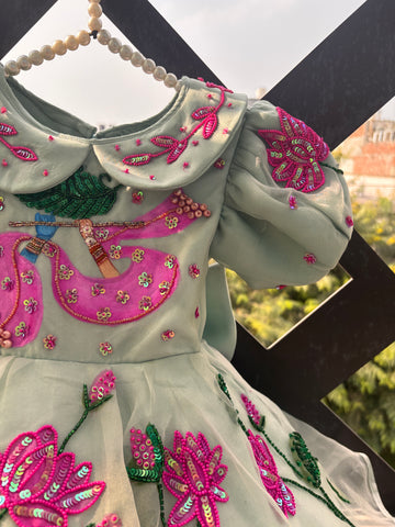 Green Handpainted Baby Dress