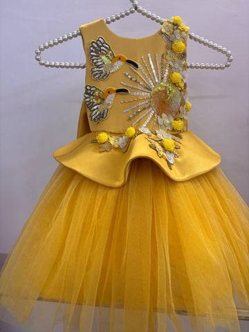 Mustard Yellow Handmade Baby Dress