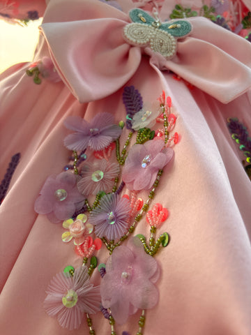Pink Handmade Lavender Bow Dress