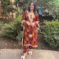 LD- 007 Printed Mirror work Kaftan Set with Potli