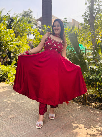 Cheery Red Anarkali