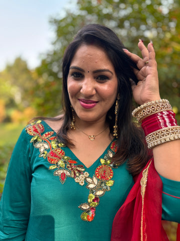 LD-005 Red And Green Handmade Suit Set