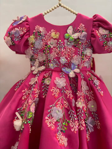 Deep Pink Handmade Baby Dress