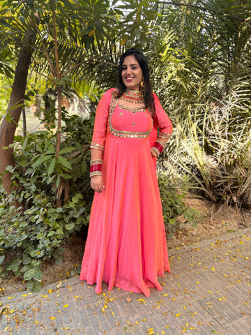 LD-009 Pink Handmade Anarkali Set