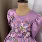 Lavender Satin Girls Dress | 3D Flowers & Butterfly Frock