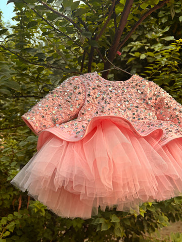 Pink Handmade Peplum Dress