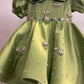 Olive Green Double Collar Handmade Dress