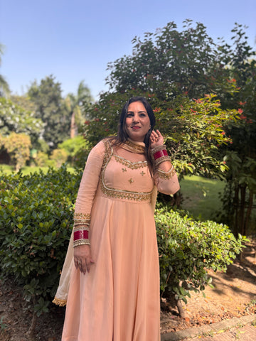 LD- 013 Peach Handmade Anarkali Set