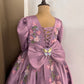 Lavender Satin Girls Dress | 3D Flowers & Butterfly Frock