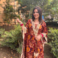 LD- 007 Printed Mirror work Kaftan Set with Potli