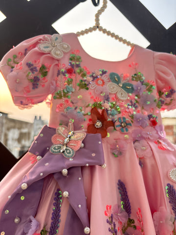Pink Handmade Lavender Bow Dress