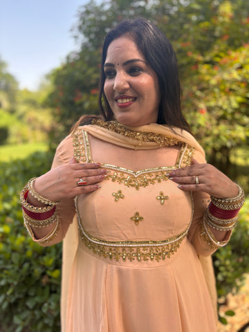 LD- 013 Peach Handmade Anarkali Set