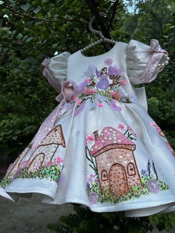 White Handpainted Dress