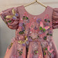 Dusty Rose Butterfly Garden Frock for Baby Girls — 3D Flowers, Sequin Butterflies & Puff Sleeves